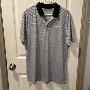 Black and white striped Nike polo